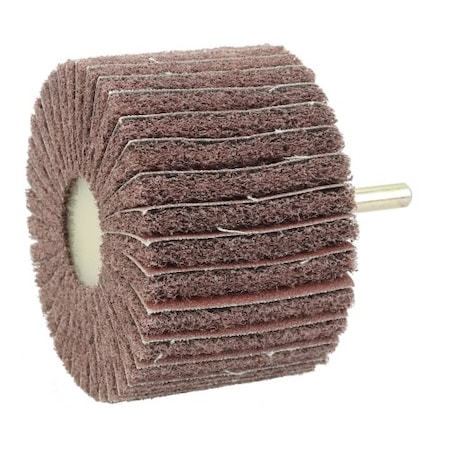 Weiler 3" x 2" Non-Woven Stem-Mounted Interleaf Flap Wheel, 120AO, 1/4" Stem 54509